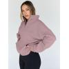 imageTrendy Queen Sweatshirts Quarter Half Zip Pullover Oversized Hoodies Sweaters Comfy Fall Outfits 2025 Y2K Winter ClothesDarkpink
