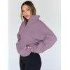 imageTrendy Queen Sweatshirts Quarter Half Zip Pullover Oversized Hoodies Sweaters Comfy Fall Outfits 2025 Y2K Winter ClothesGreypurple