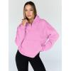 imageTrendy Queen Sweatshirts Quarter Half Zip Pullover Oversized Hoodies Sweaters Comfy Fall Outfits 2025 Y2K Winter ClothesPink