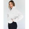imageTrendy Queen Sweatshirts Quarter Half Zip Pullover Oversized Hoodies Sweaters Comfy Fall Outfits 2025 Y2K Winter ClothesWhite