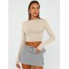 imageTrendy Queen Womens Long Sleeve Crop Tops Basic Slim Fitted Shirts Fashion 2025 Going Out Y2k Tops Teen Girl ClothesApricot
