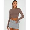 imageTrendy Queen Womens Long Sleeve Crop Tops Basic Slim Fitted Shirts Fashion 2025 Going Out Y2k Tops Teen Girl ClothesCoffee Grey