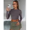 imageTrendy Queen Womens Long Sleeve Crop Tops Basic Slim Fitted Shirts Fashion 2025 Going Out Y2k Tops Teen Girl ClothesLight Gray