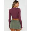imageTrendy Queen Womens Long Sleeve Crop Tops Basic Slim Fitted Shirts Fashion 2025 Going Out Y2k Tops Teen Girl ClothesWine Red