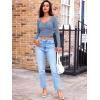 imageTrendy Queen Womens Long Sleeve Going Out Crop Tops Sweetheart Neck Cute Y2k T Shirts Side Slit TeesBlue