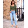 imageTrendy Queen Womens Long Sleeve Going Out Crop Tops Sweetheart Neck Cute Y2k T Shirts Side Slit TeesOlivegreen