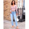 imageTrendy Queen Womens Long Sleeve Going Out Crop Tops Sweetheart Neck Cute Y2k T Shirts Side Slit TeesPink