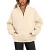 imageTrendy Queen Sweatshirts Quarter Half Zip Pullover Oversized Hoodies Sweaters Comfy Fall Outfits 2025 Y2K Winter ClothesApricot