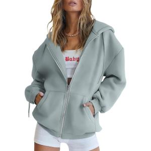 imageTrendy Queen Womens Zip Up Hoodies Oversized Sweatshirts Fall Fashion Outfits Casual Jackets 2025 Winter ClothesSage
