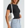imageTrendy Queen Womens Basic T Shirts Summer Tops 2025 Crop Short Sleeve Y2k Tee Cute Gym Fashion Workout ClothesBlack