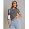 imageTrendy Queen Womens Basic T Shirts Summer Tops 2025 Crop Short Sleeve Y2k Tee Cute Gym Fashion Workout ClothesDeepgrey