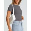imageTrendy Queen Womens Basic T Shirts Summer Tops 2025 Crop Short Sleeve Y2k Tee Cute Gym Fashion Workout ClothesDeepgrey