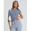 imageTrendy Queen Womens Basic T Shirts Summer Tops 2025 Crop Short Sleeve Y2k Tee Cute Gym Fashion Workout ClothesLightblue