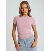 imageTrendy Queen Womens Basic T Shirts Summer Tops 2025 Crop Short Sleeve Y2k Tee Cute Gym Fashion Workout ClothesLightpink