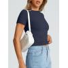 imageTrendy Queen Womens Basic T Shirts Summer Tops 2025 Crop Short Sleeve Y2k Tee Cute Gym Fashion Workout ClothesNavy