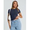 imageTrendy Queen Womens Basic T Shirts Summer Tops 2025 Crop Short Sleeve Y2k Tee Cute Gym Fashion Workout ClothesNavy