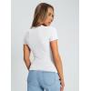 imageTrendy Queen Womens Basic T Shirts Summer Tops 2025 Crop Short Sleeve Y2k Tee Cute Gym Fashion Workout ClothesWhite