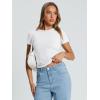 imageTrendy Queen Womens Basic T Shirts Summer Tops 2025 Crop Short Sleeve Y2k Tee Cute Gym Fashion Workout ClothesWhite