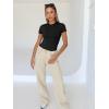 imageTrendy Queen Womens Bodysuits Short Sleeve Basic Shirts Tank Tops Summer Fashion Outfits Workout Slim Fitted Y2K Clothes 2024Black