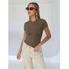 imageTrendy Queen Womens Bodysuits Short Sleeve Basic Shirts Tank Tops Summer Fashion Outfits Workout Slim Fitted Y2K Clothes 2024Coffee