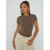 imageTrendy Queen Womens Bodysuits Short Sleeve Basic Shirts Tank Tops Summer Fashion Outfits Workout Slim Fitted Y2K Clothes 2024Coffee
