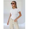 imageTrendy Queen Womens Bodysuits Short Sleeve Basic Shirts Tank Tops Summer Fashion Outfits Workout Slim Fitted Y2K Clothes 2024White