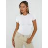 imageTrendy Queen Womens Bodysuits Short Sleeve Basic Shirts Tank Tops Summer Fashion Outfits Workout Slim Fitted Y2K Clothes 2024White