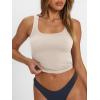 imageTrendy Queen Womens Square Neck Tank Tops Workout Cropped Ribbed Summer Camisole Sleeveless ClothesApricot