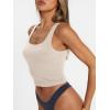 imageTrendy Queen Womens Square Neck Tank Tops Workout Cropped Ribbed Summer Camisole Sleeveless ClothesApricot