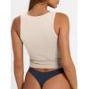 imageTrendy Queen Womens Square Neck Tank Tops Workout Cropped Ribbed Summer Camisole Sleeveless ClothesApricot