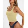 imageTrendy Queen Womens Square Neck Tank Tops Workout Cropped Ribbed Summer Camisole Sleeveless ClothesBeige