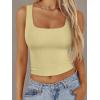 imageTrendy Queen Womens Square Neck Tank Tops Workout Cropped Ribbed Summer Camisole Sleeveless ClothesBeige