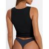 imageTrendy Queen Womens Square Neck Tank Tops Workout Cropped Ribbed Summer Camisole Sleeveless ClothesBlack