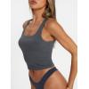 imageTrendy Queen Womens Square Neck Tank Tops Workout Cropped Ribbed Summer Camisole Sleeveless ClothesBlackgrey