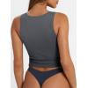 imageTrendy Queen Womens Square Neck Tank Tops Workout Cropped Ribbed Summer Camisole Sleeveless ClothesBlackgrey