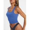 imageTrendy Queen Womens Square Neck Tank Tops Workout Cropped Ribbed Summer Camisole Sleeveless ClothesBlue