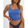 imageTrendy Queen Womens Square Neck Tank Tops Workout Cropped Ribbed Summer Camisole Sleeveless ClothesBlue