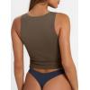 imageTrendy Queen Womens Square Neck Tank Tops Workout Cropped Ribbed Summer Camisole Sleeveless ClothesCoffee