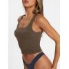 imageTrendy Queen Womens Square Neck Tank Tops Workout Cropped Ribbed Summer Camisole Sleeveless ClothesCoffee
