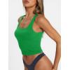 imageTrendy Queen Womens Square Neck Tank Tops Workout Cropped Ribbed Summer Camisole Sleeveless ClothesGreen