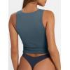 imageTrendy Queen Womens Square Neck Tank Tops Workout Cropped Ribbed Summer Camisole Sleeveless ClothesGrey Blue