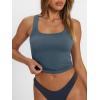 imageTrendy Queen Womens Square Neck Tank Tops Workout Cropped Ribbed Summer Camisole Sleeveless ClothesGrey Blue