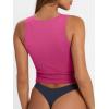 imageTrendy Queen Womens Square Neck Tank Tops Workout Cropped Ribbed Summer Camisole Sleeveless ClothesHot Pink