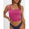 imageTrendy Queen Womens Square Neck Tank Tops Workout Cropped Ribbed Summer Camisole Sleeveless ClothesHot Pink