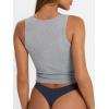 imageTrendy Queen Womens Square Neck Tank Tops Workout Cropped Ribbed Summer Camisole Sleeveless ClothesLight Gray