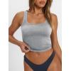 imageTrendy Queen Womens Square Neck Tank Tops Workout Cropped Ribbed Summer Camisole Sleeveless ClothesLight Gray