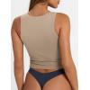imageTrendy Queen Womens Square Neck Tank Tops Workout Cropped Ribbed Summer Camisole Sleeveless ClothesNude