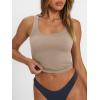 imageTrendy Queen Womens Square Neck Tank Tops Workout Cropped Ribbed Summer Camisole Sleeveless ClothesNude