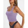 imageTrendy Queen Womens Square Neck Tank Tops Workout Cropped Ribbed Summer Camisole Sleeveless ClothesPurple