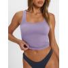 imageTrendy Queen Womens Square Neck Tank Tops Workout Cropped Ribbed Summer Camisole Sleeveless ClothesPurple